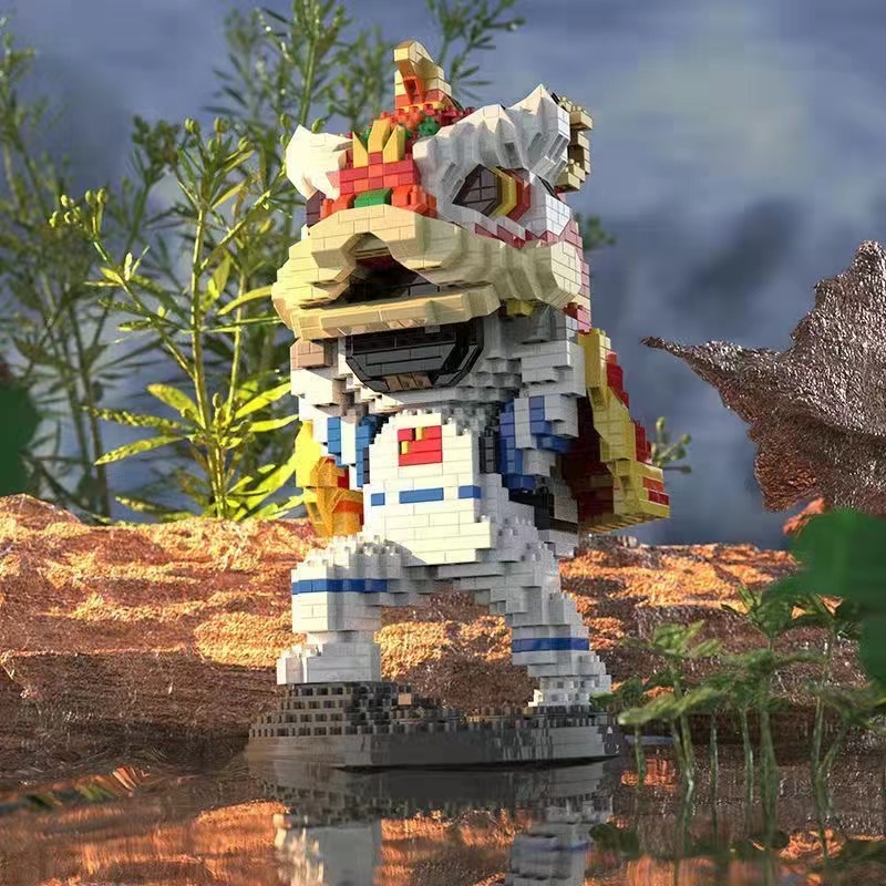 Bộ Đồ Chơi Lắp Ráp Mô Hình Mini Hình Phi Hành Gia Rồng Sư Tử Sáng Tạo Cho Trẻ Em