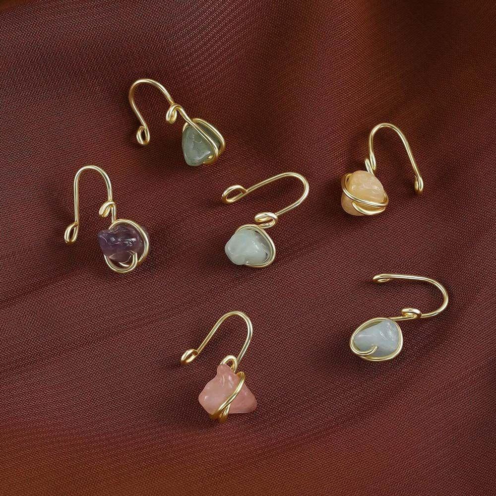 VANES1 Khuyên Mũi Giả Xỏ Một Bên Mũi Màu Sắc Tinh Tế Phong Cách Punk