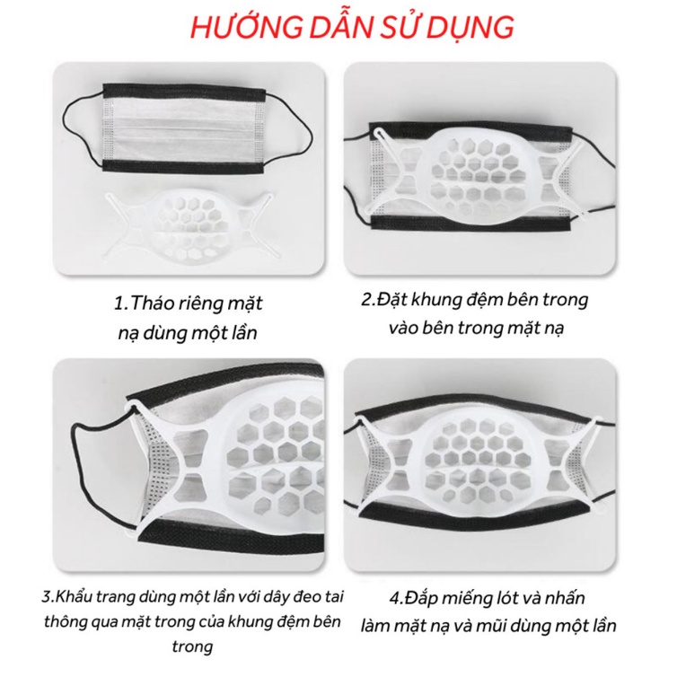Miếng lót khẩu trang 3D mềm dẻo, Miếng đệm khẩu trang silicon cao cấp, thoáng khí, không thấm nước, không mùi hôi