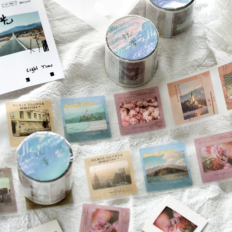 Cuộn sticker ảnh phong cách, trang trí sổ vintage