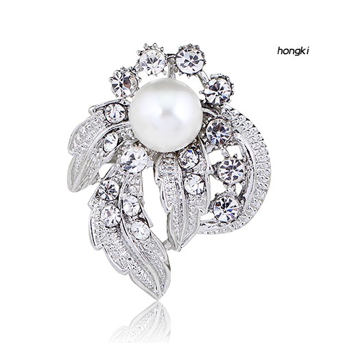 Trâm cài áo hình bông hoa đính kim cương và ngọc trai giả thời trang sang trọng cho nữ