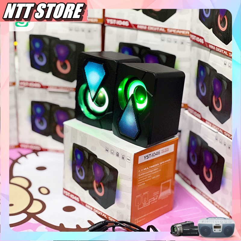 Loa máy tính mini PC Laptop  YST 1046 có led Dùng được cho cả điện thoại và máy tính Bass cực đã giá thành rẻ