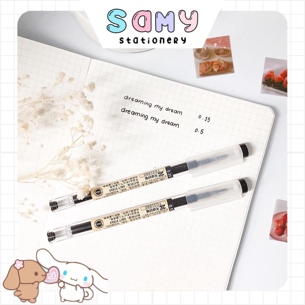 BÚT GEL ĐEN, BÚT MỰC ĐEN BÚT VIẾT BÀI DUPE MUJI BÚT HỌC TIẾNG TRUNG nhanh khô không tắc mực 0.5mm và 0.35mm