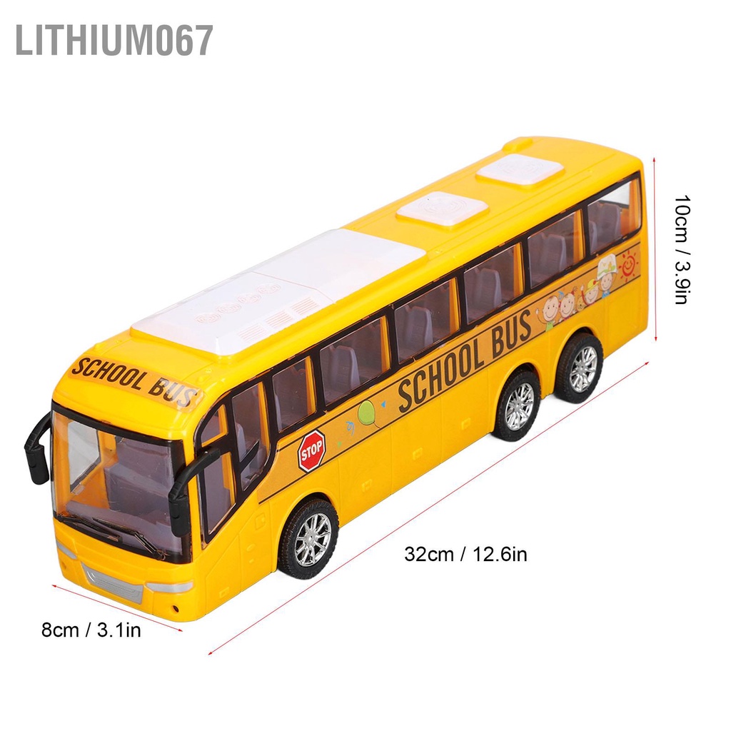 Lithium067 Đồ chơi xe buýt mô hình nhỏ Mô phỏng chi tiết cao quán tính màu vàng cho trẻ em trên 3 tuổi Quà tặng trang trí nội thất
