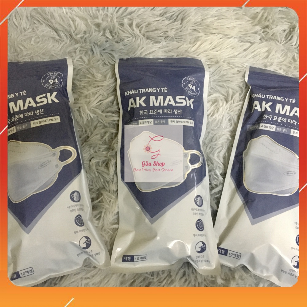 ⭐Combo 5 Túi Khẩu Trang 4D Hàn Quốc KF94 AK Mask ⭐ Mẫu Mới Vỏ Xám - Túi 10 Chiếc | BigBuy360 - bigbuy360.vn