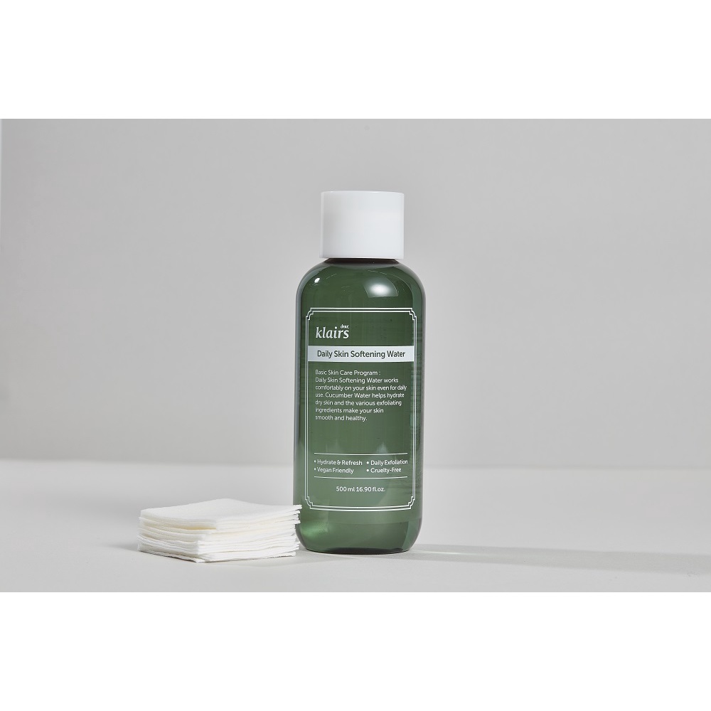 12/2023 Thanh Lý Nước Hoa Hồng Klairs Daily Skin Softening Water Loại Bỏ Da Chết Làm Dịu Cấp ẩm Cho Da 500ml