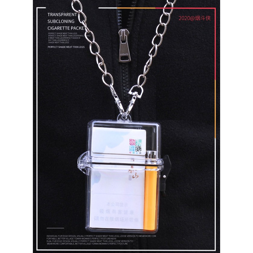 Case Hộp đựng trong suốt chống nước kèm dây xích siêu sịn, đựng phụ kiện ,tai nghe thời trang
