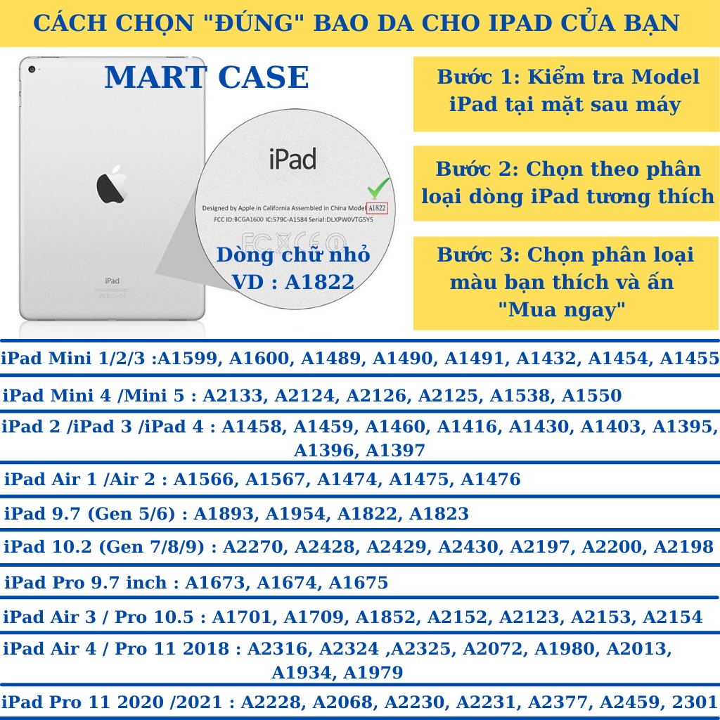 Bao da ipad có ngăn đựng bút và bàn phím nhiều màu ipad Air 3/Air 4/Pro 11/Gen 5/6/7/8//Air1/ Air2 MART CASE