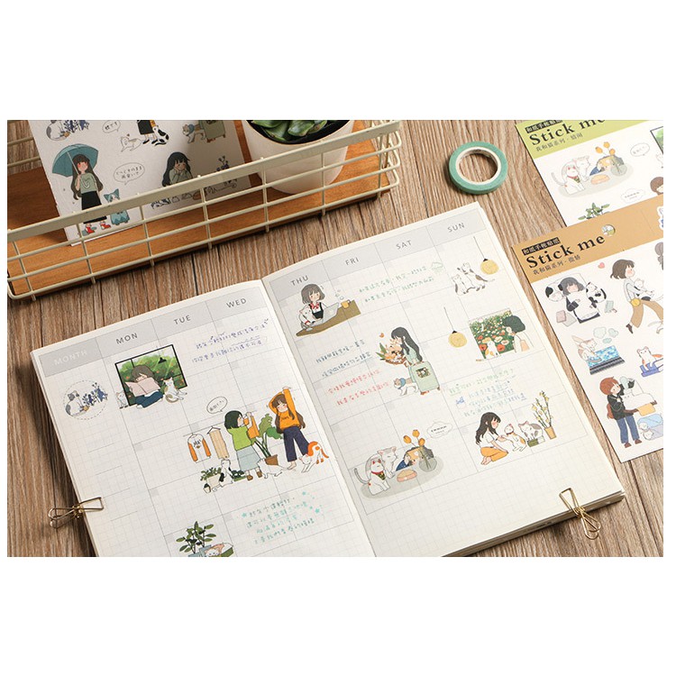 Sticker cute hình dán dễ thương miếng dán công chúa trang trí sổ planner bullet journal dụng cụ dán Stick Me