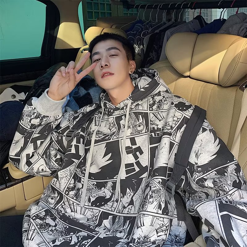 Áo Hoodie Nam oversize In Họa Tiết Hoạt Hình One Piece 2 Màu Size M-5XL