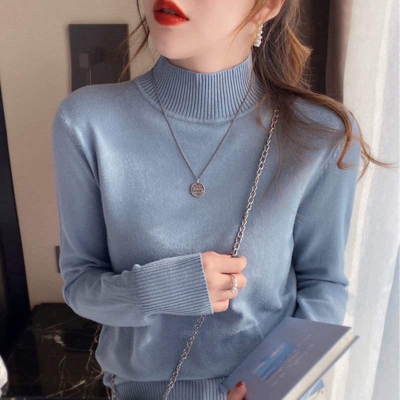 Áo Sweater Dệt Kim Mỏng Cổ Lọ Màu Vàng Thời Trang Thu Đông Mới 2023 Cho Nữ Dễ Phối Đồ