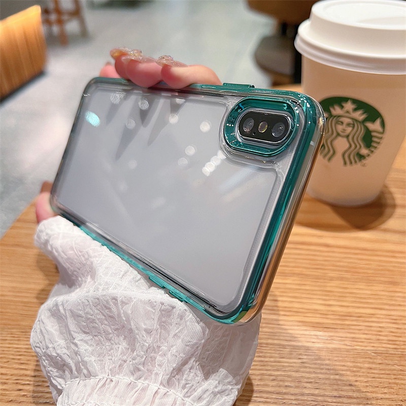 Ốp Điện Thoại Silicon Acrylic Trong Suốt Mạ Viền Sang Trọng Chống Sốc Cho iPhone x xs max xr 11 Pro max 12 Pro max 13