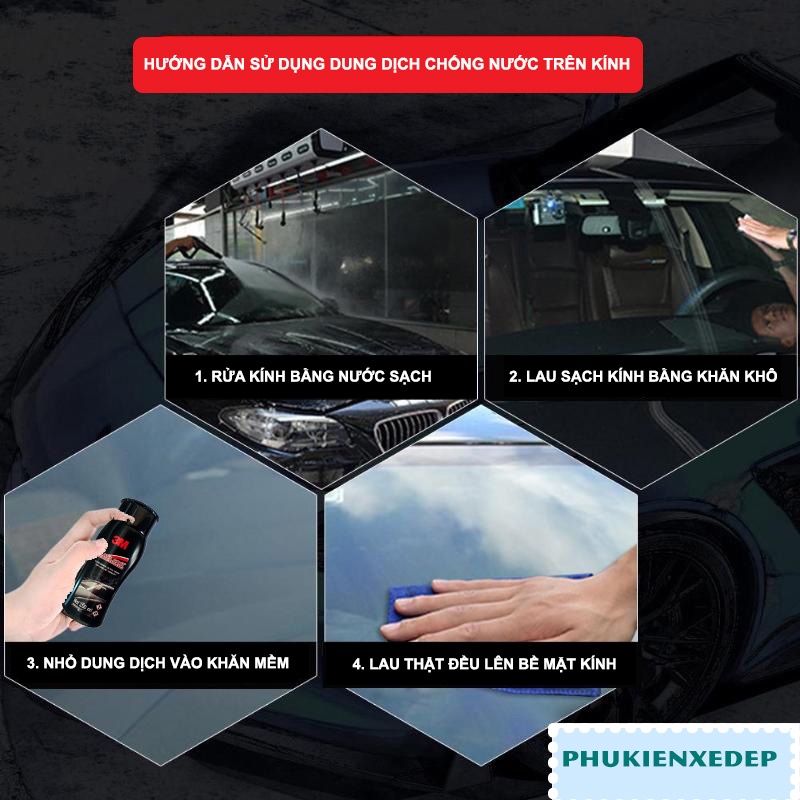 Chai Chống Đọng Nước - Bám Nước Trên Kính Xe 3M Glass Coat Windshield 08889 LT 200ml