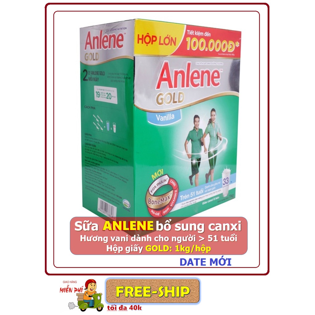 Sữa Bột Anlene Gold( Hộp Giấy) 1000gr vani - người trên 51 tuổi