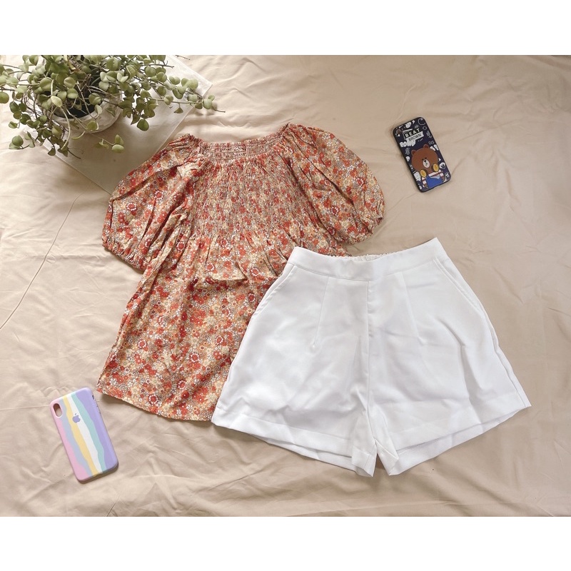 SET ÁO PELUM HOA TAY PHỒNG SHORT
