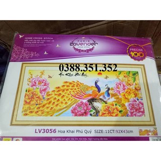 Tranh thêu chữ thập Hoa Khai Phú Quý LV3056 92*43cm