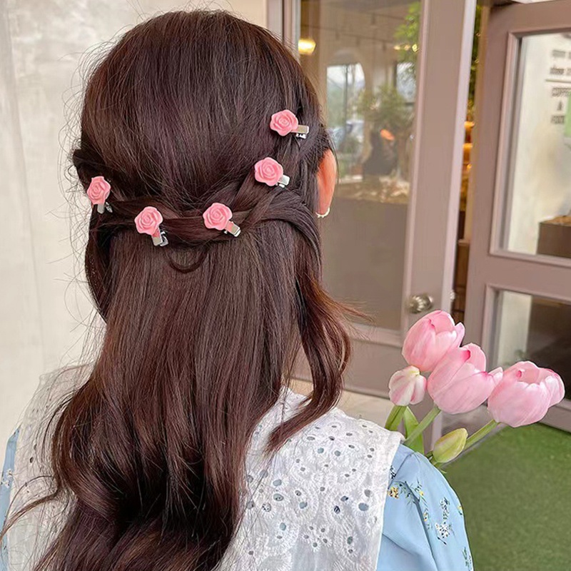 Kẹp Tóc Hình Hoa Hồng/Trái Tim Ngọt Ngào Thời Trang Cho Nữ