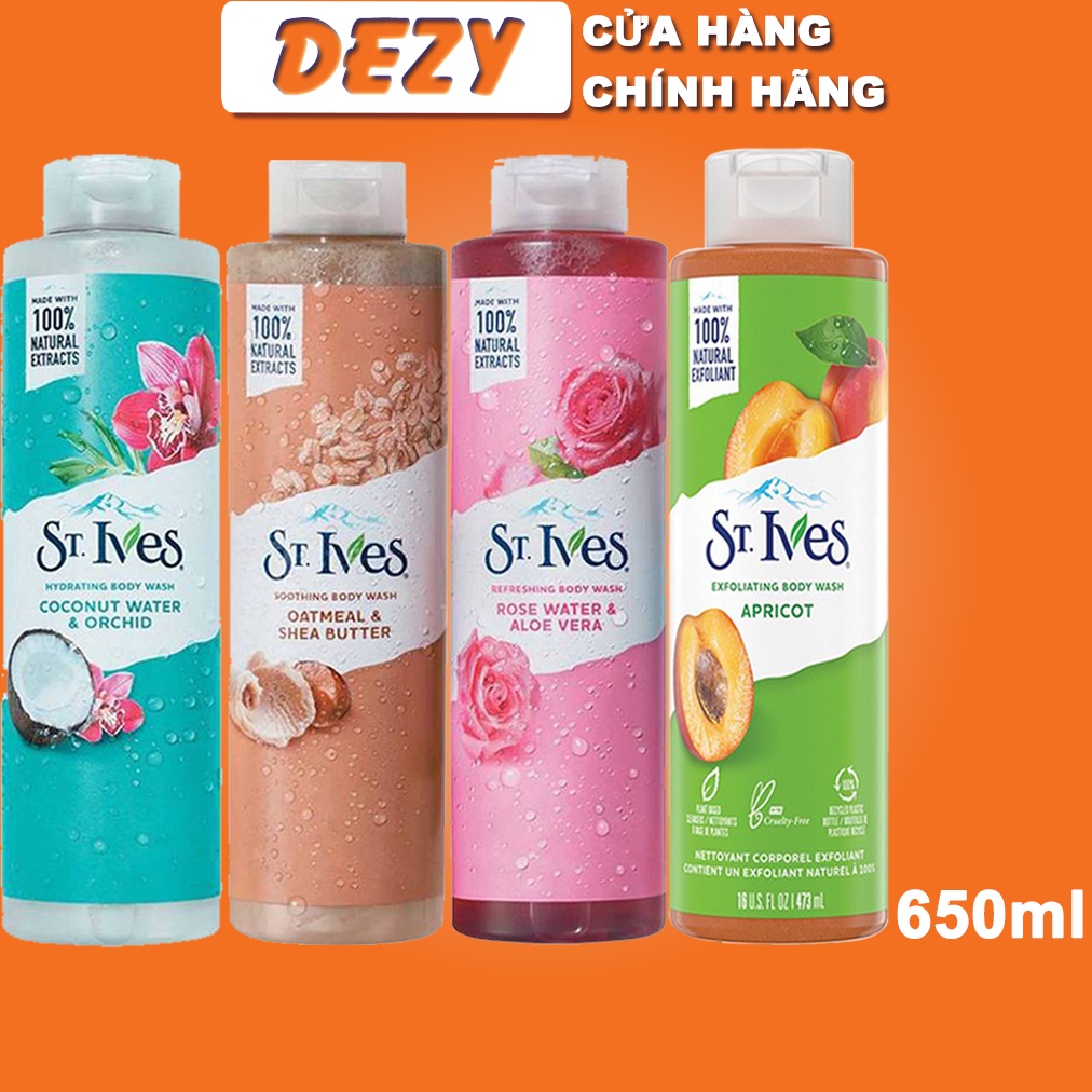 Sữa Tắm St ives 650ml Sữa Tắm Trắng Da - Tinh Chất Chăm Sóc Da Massage Body Yến Mạch Dưỡng Ẩm Collagen St.ives Dezy