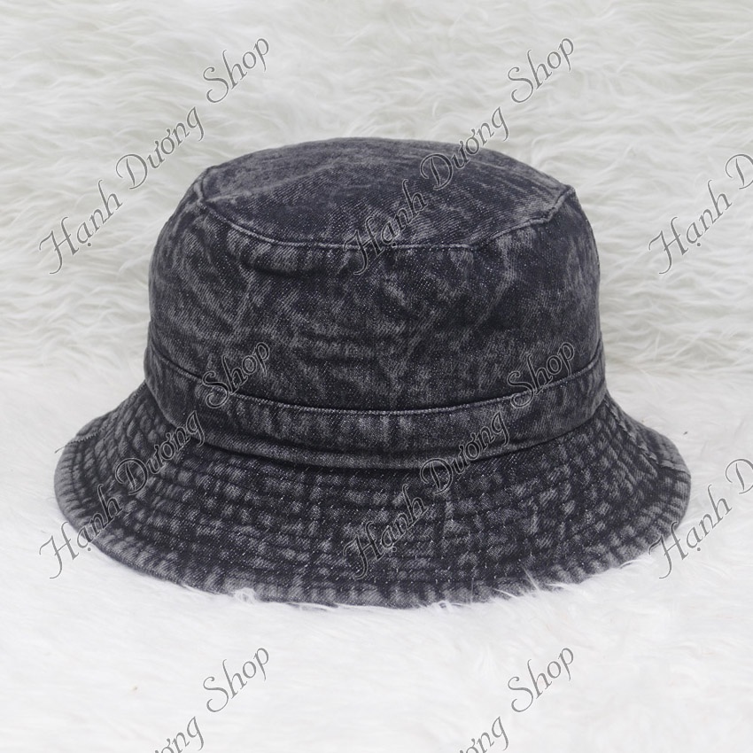 Nón bucket tai bèo jean thêu chữ phong cách thời trang phù hợp cả nam lẫn nữ