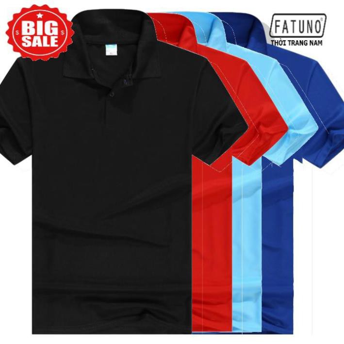 Nhận in logo- Đặt đồng phục- Áo thun nam ngắn tay cổ bẻ body vải cá sấu trơn mát ྇