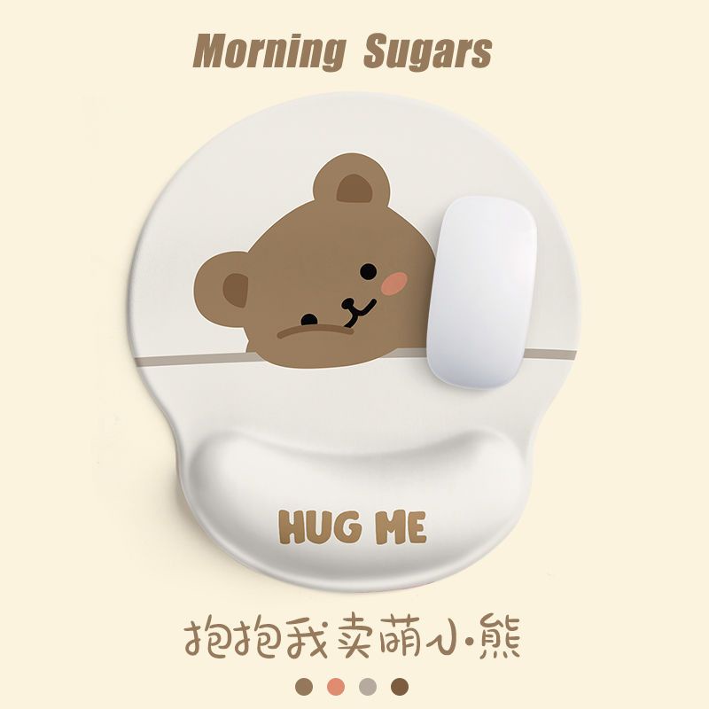 Miếng Lót Chuột Máy Tính Bằng Silicon Dày Mềm Hình Gấu Ôm Cổ Tay