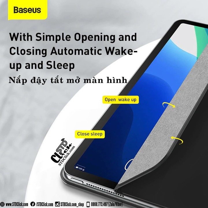 BAO DA IPAD AIR 4 2020 - AIR 10.9 BASEUS SIMPLISM THREE-FOLD NAM CHÂM HÍT LƯNG CHÍNH HÃNG | BigBuy360 - bigbuy360.vn
