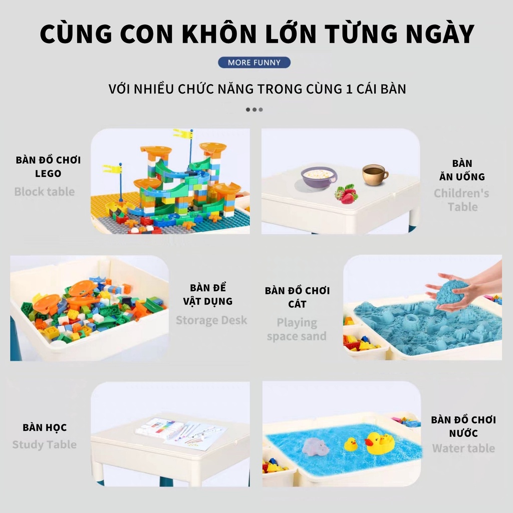 [Hàng loại 1] Bộ bàn ghế xây dựng đa chức năng cho trẻ em, bàn đồ chơi lắp ráp, xếp hình Lego cho bé - Thiên thần nhỏ