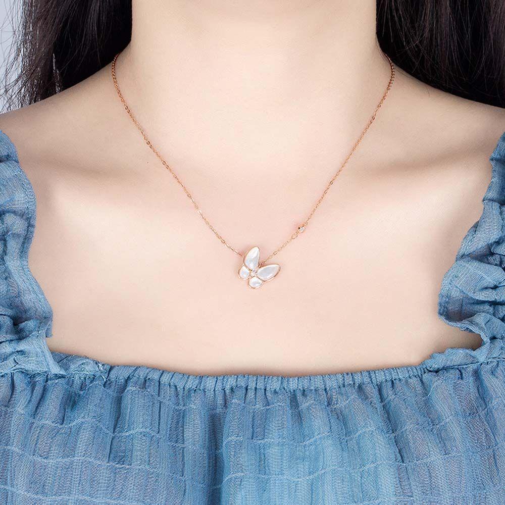 BACK2LIFE Vòng cổ Mặt Hình Bướm Bằng Bạc Sang Trọng Phong Cách Hàn Quốc