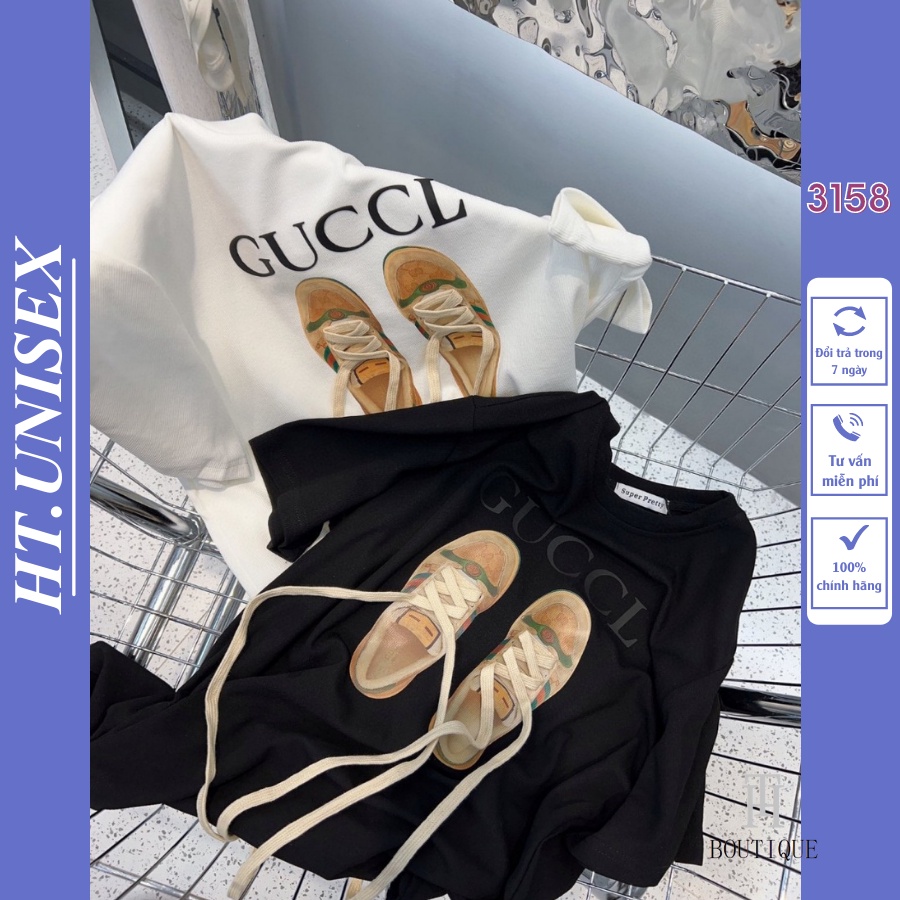 Áo thun 3158 nữ form rộng chất dày cotton khô quảng châu đôi giày GUUCCI NH1