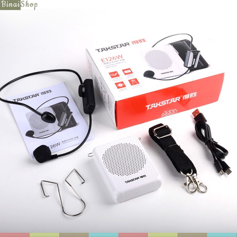 Takstar E126W - Máy Trợ Giảng Không Dây UHF, Công Suất 8W Cho Giảng Dạy, Bán Hàng, Tour Du Lịch