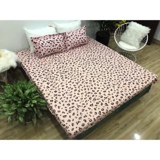 Combo chăn ga gối báo hồng+ quả bơ