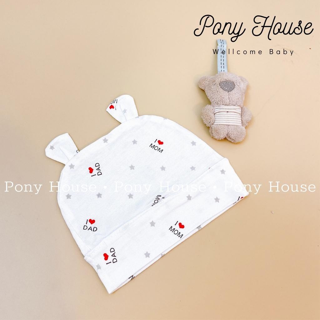 Mũ Sơ Sinh Có Tai Gấu Chất Cotton Thun Lạnh Mềm Mịn Cho Bé Trai, Bé Gái Sơ Sinh Từ 0-3 Tháng