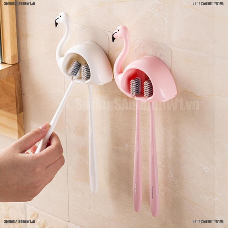 Móc hút tường chuyên dụng cho đựng 2 bàn chải đánh răng hình con chim hồng hạc