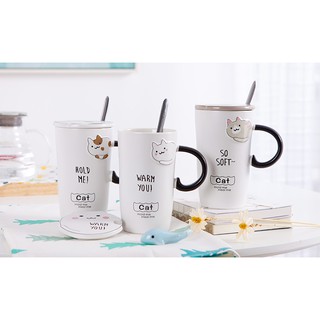 [RẺ VÔ ĐỊCH] Ly mèo, cốc mèo, cốc sứ uống nước mèo mập quai đen 450ml