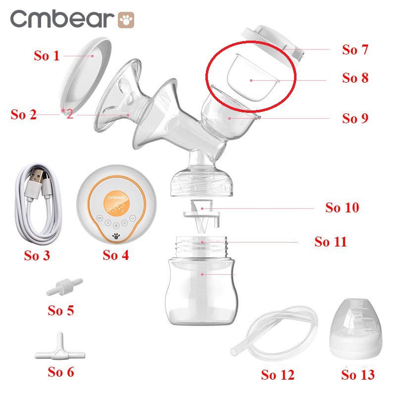 1 Cuống / Màng silicone CM BEAR - phụ kiện thay thế cho máy hút sữa điện đôi và Rozabi Basic