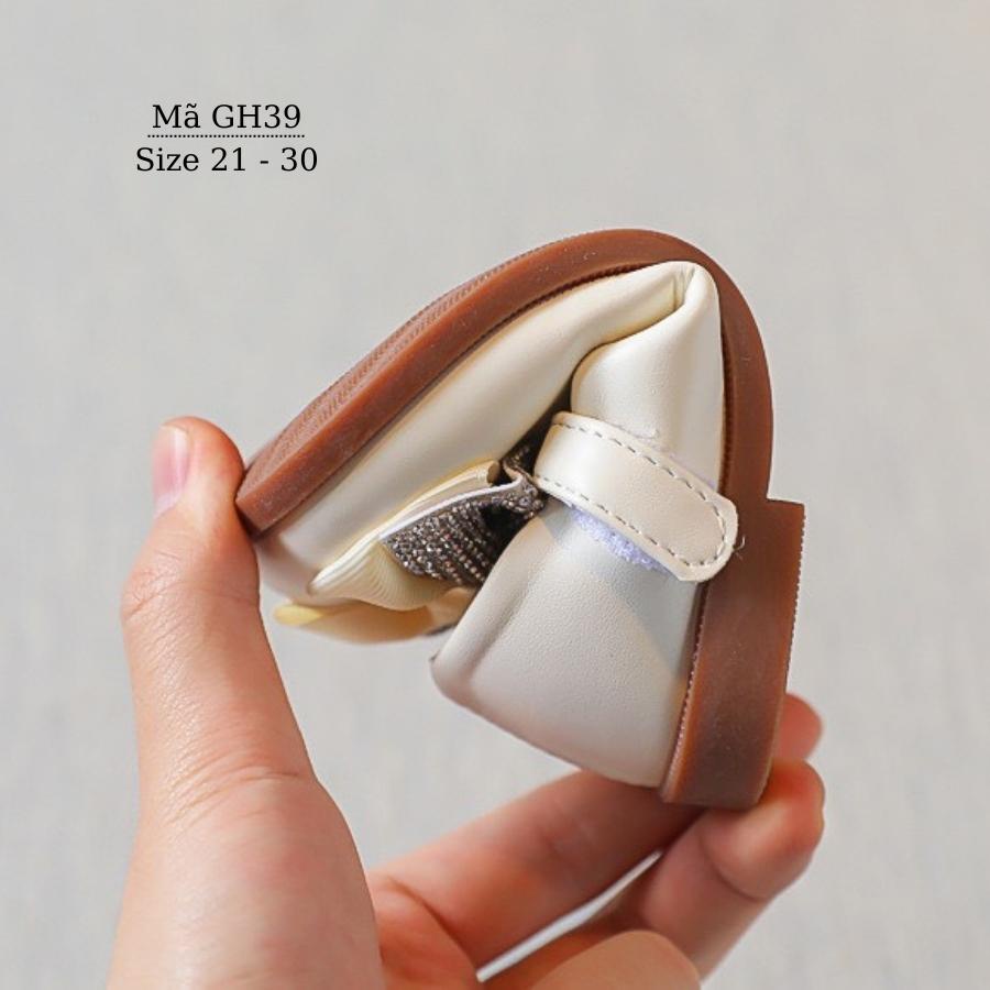 Giày búp bê trắng gắn nơ xinh xắn và dễ thương cho bé gái 1 2 3 4 5 tuổi đi học đi chơi da mềm tiểu thư công chúa GH39