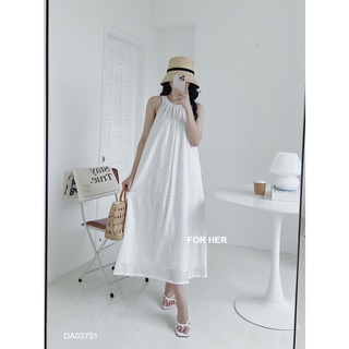 Đầm maxi form dài đục lỗ cột nơ sau tiểu thư Hàn Quốc DA0375