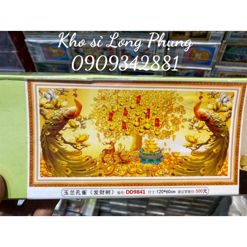 Tranh đính đá Phú quý cát tường D9841 120x60  cm