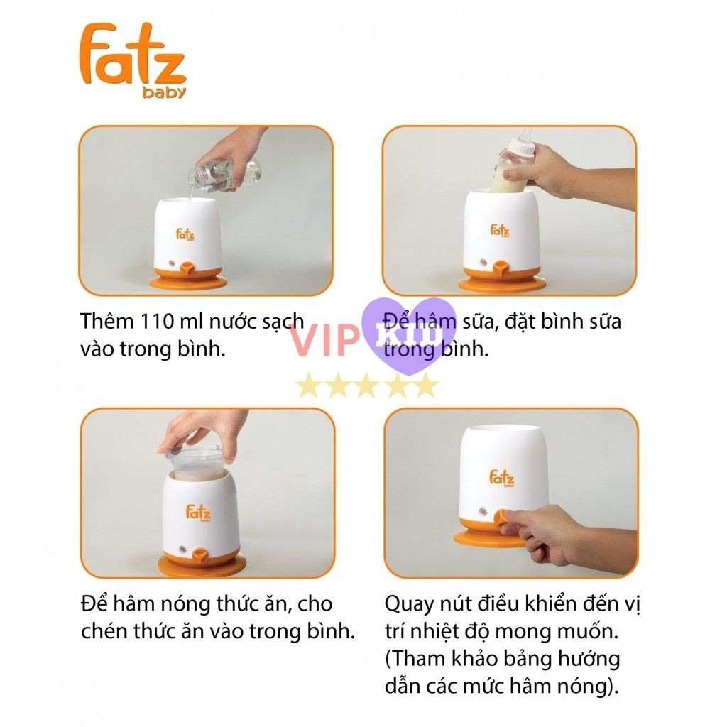 Máy hâm sữa, máy hâm sữa Fatz 4 chức năng, Hâm nóng, giữ nóng, tiệt trùng bình sữa, vắt cam Hàn Quốc - VIPKID