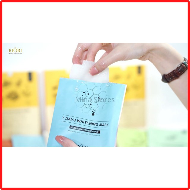 Mặt Nạ Dưỡng Da Hàn Quốc, Mặt Nạ Giấy RIORI 7 Days Whitening Mask Dưỡng Trắng, dưỡng ẩm chống lão hóa hỗ trợ phục hồi da
