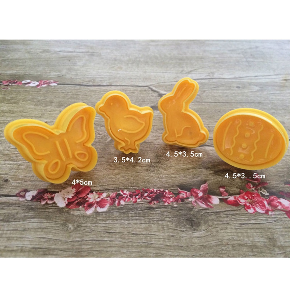 Set 4 Khuôn Làm Bánh Tạo Hình Thỏ Phục Sinh 3D Sáng Tạo