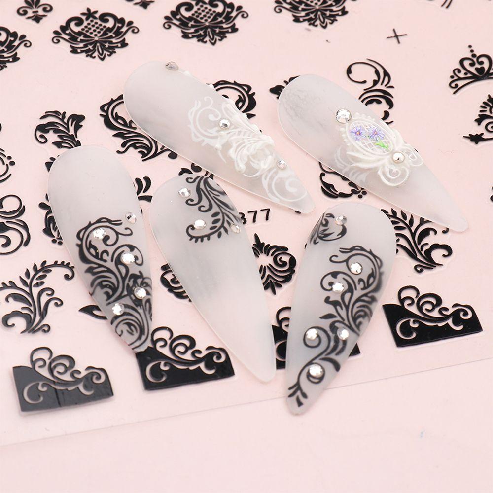 Tấm 12 Miếng Dán Trang Trí Móng Tay 3D Họa Tiết Ren Xinh Xắn