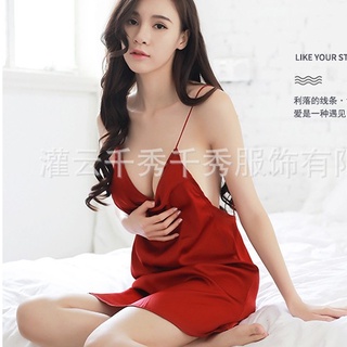 Váy Ngủ / Đầm Ngủ Phi Lụa 2 Dây Hở Lưng k18