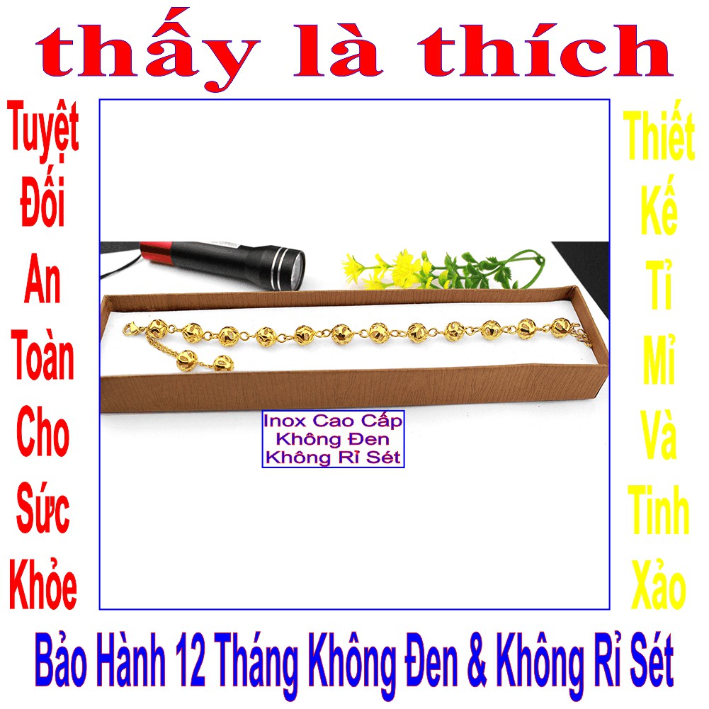 Lắc tay hạt châu màu vàng cho phụ nữ - Cam kết 1 đổi 1 nếu hoen, gỉ sét