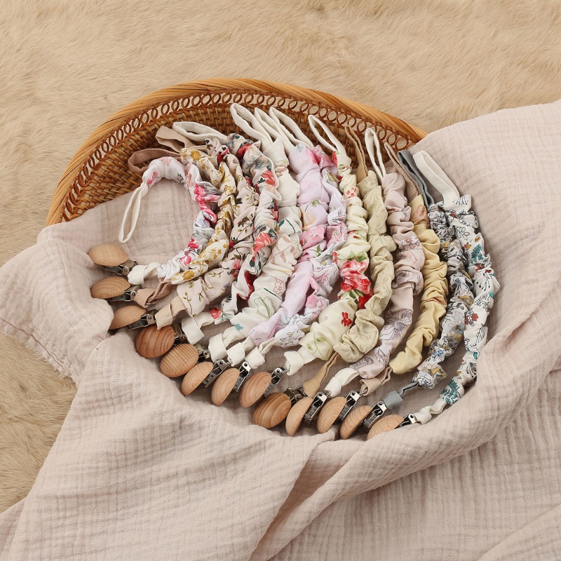 Bankjo Giá Đỡ Núm Vú Giả Kẹp Núm Vú Giả Bằng Cotton Lanh + Dây Đeo Núm Vú Giả Bằng Kim Loại