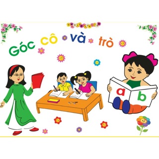 Combo 2 bộ tranh góc mầm non dán tường