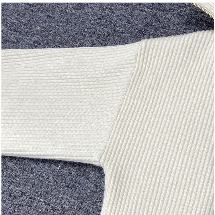 FVOO Maje 2022 spot French autumn and winter new women's clothing design sense half zipper large lapel sweater loose sweater