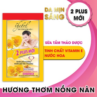 Dây sữa tắm thảo dược tinh chất Vitamin E, nước hoa Thebol 2 Plus 12 gói x 6g