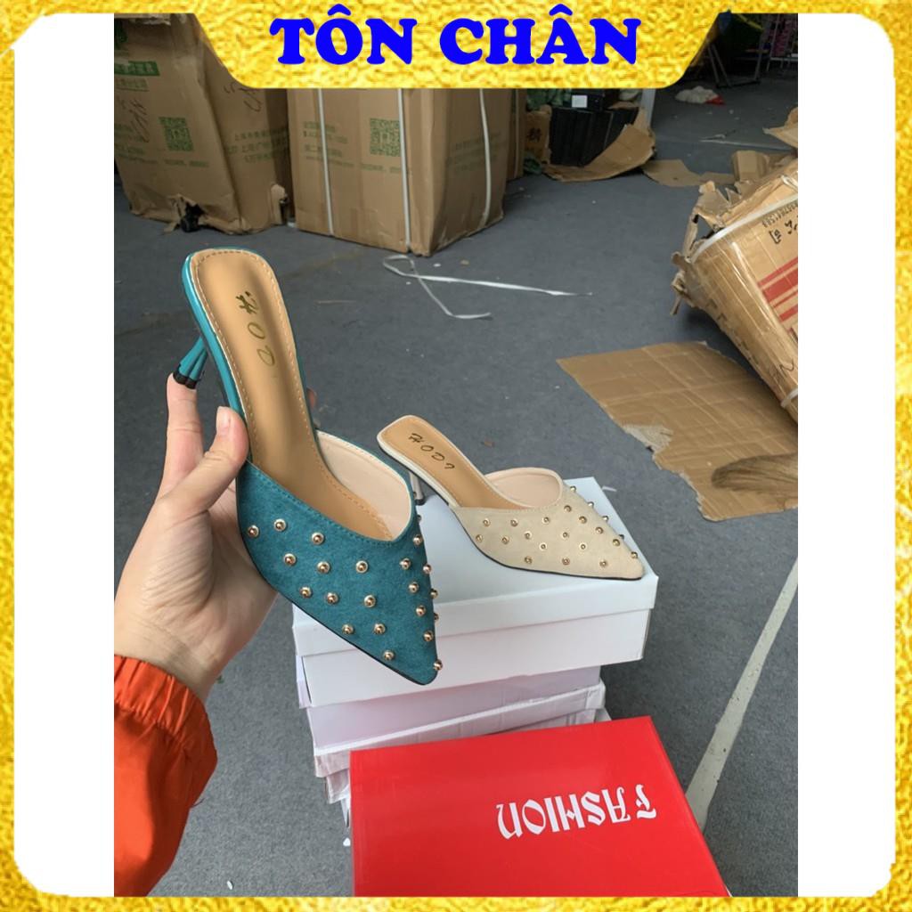 Giày Cao Gót Dưới 7p, Guốc Da Lộn Màu Sang Chảnh Độc Lạ Đính Hạt 5p Full Box | BigBuy360 - bigbuy360.vn
