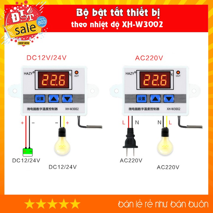 Bộ bật tắt thiết bị 12V 24V / 220V theo nhiệt độ XH-W3002